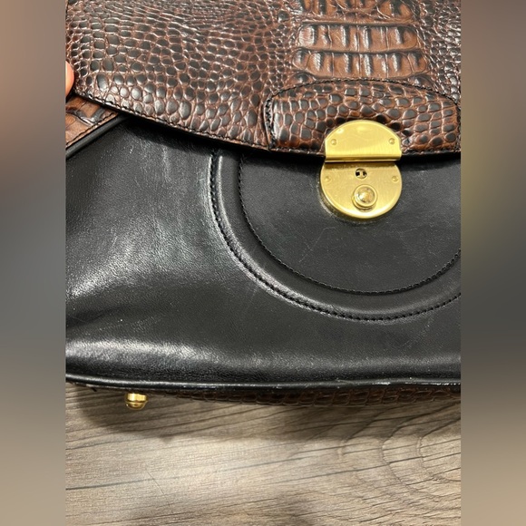 Vintage Brahmin Crocodile Embossed Shoulder Bag - Brown & Black - Picture 3 of 12